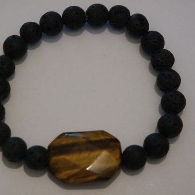 bracelet aromathérapie lave et œil de tigre