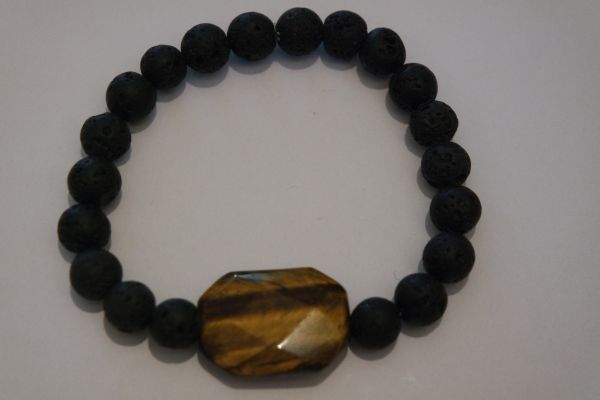 bracelet aromathérapie lave et œil de tigre