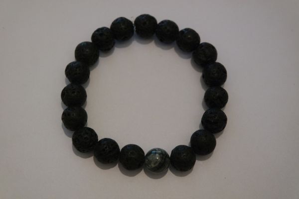 bracelet aromathérapie lave et agate noire
