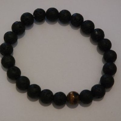 bracelet aromathérapie lave et œil de tigre
