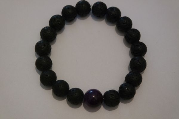 bracelets pour couple améthyste et lave – Image 3