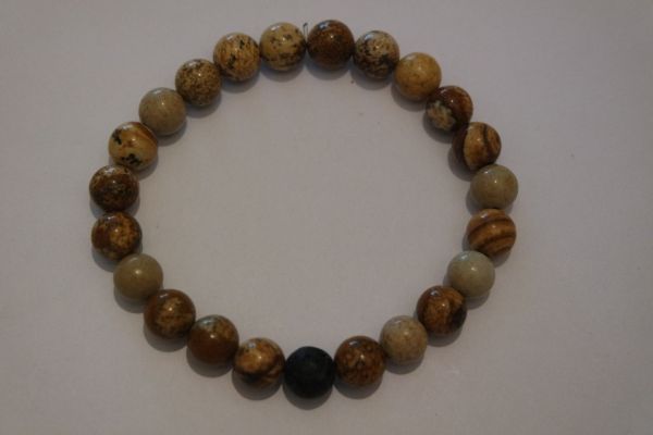 bracelet aromathérapie jaspe paysage et lave