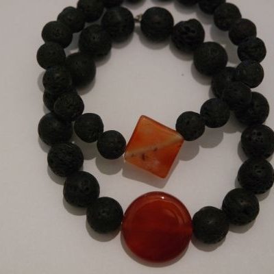 bracelet pour couple cornaline et lave