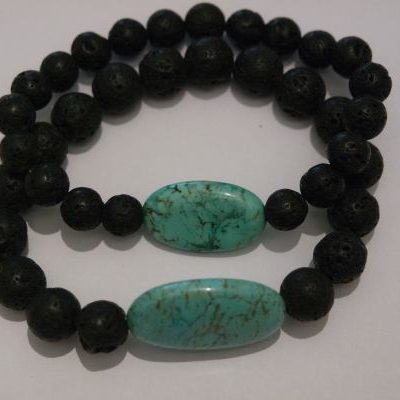 bracelets pour couple howlite turquoise et lave