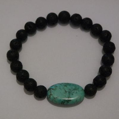 bracelet aromathérapie lave et howlite turquoise