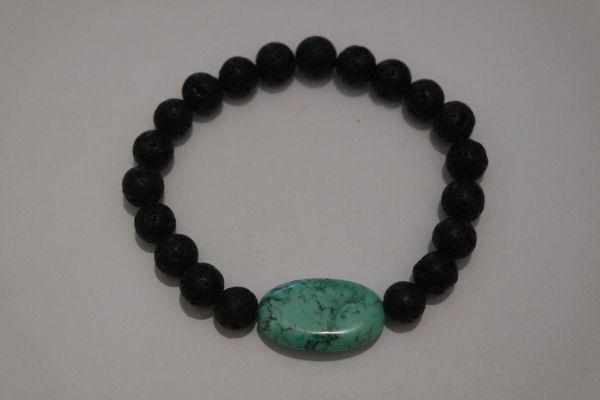 bracelet aromathérapie lave et howlite turquoise