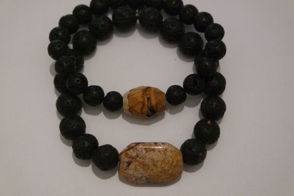 bracelets pour couple jaspe paysage et lave