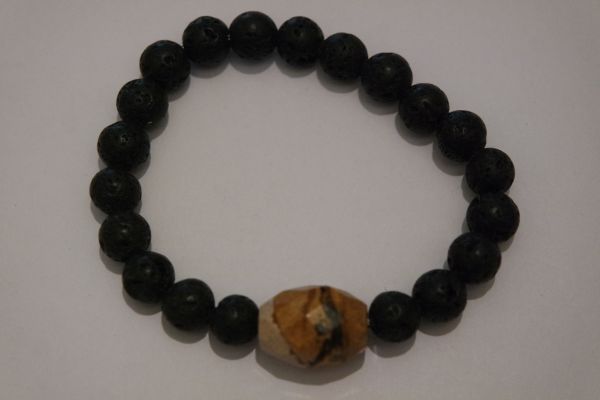 bracelets pour couple jaspe paysage et lave – Image 2