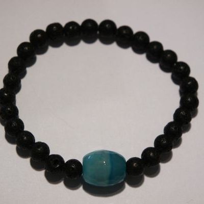 bracelet aromathérapie lave et agate bleue