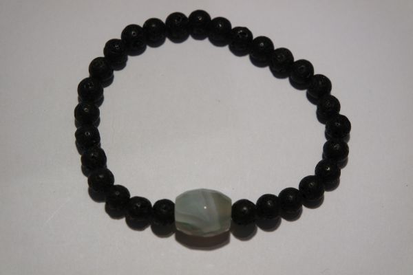 bracelet aromathérapie lave et agate grise