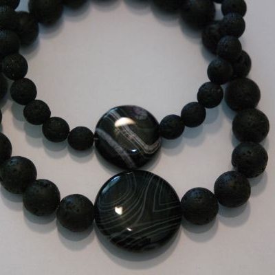 bracelets pour couple lave et onyx noir