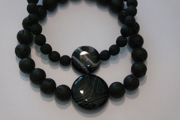 bracelets pour couple lave et onyx noir