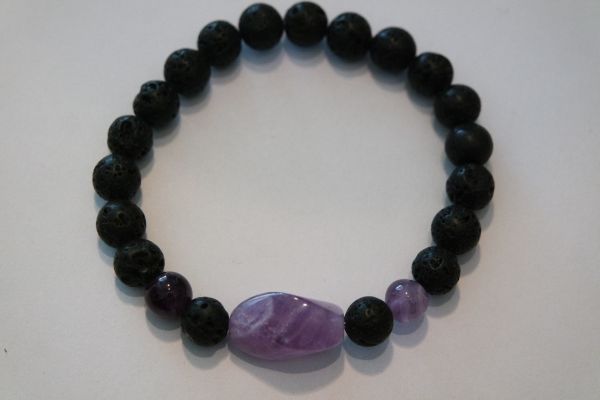bracelets pour couple lave et améthyste – Image 3