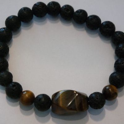 bracelet aromathérapie lave et œil de tigre