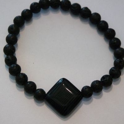 bracelet aromathérapie lave et onyx noir