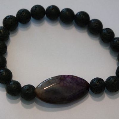 bracelet aromathérapie lave et agate craquelée