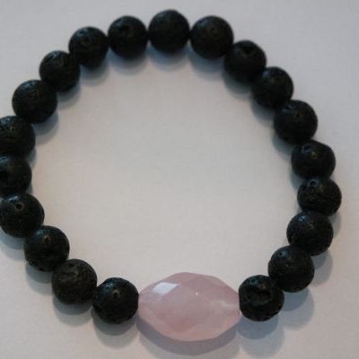 bracelet aromathérapie lave et quartz rose