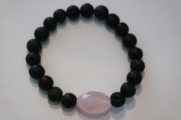 bracelets pour couple lave aventurine et quartz rose – Image 2