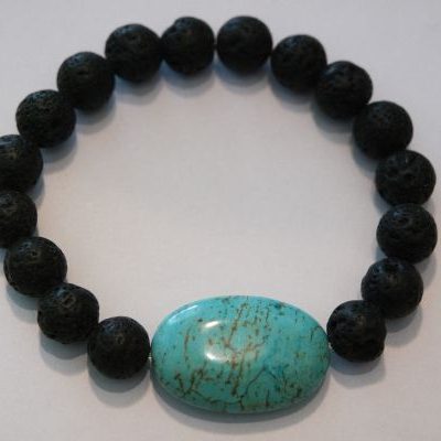 bracelet aromathérapie lave et howlite turquoise