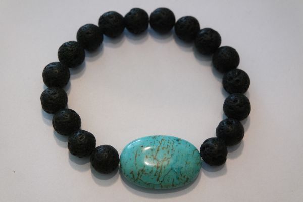 bracelet aromathérapie lave et howlite turquoise