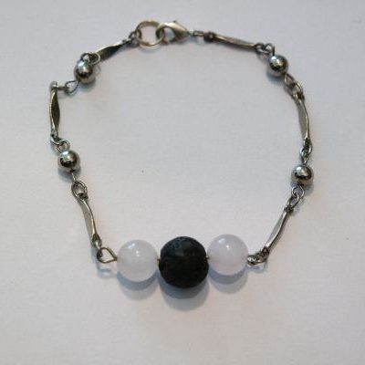 bracelet aromathérapie lave et quartz rose