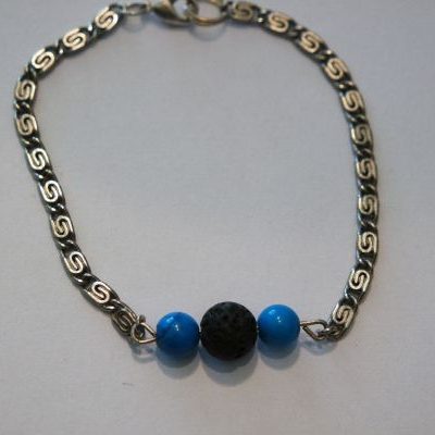 bracelet aromathérapie lave et howlite bleue