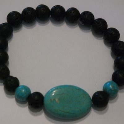 bracelet aromathérapie lave et howlite turquoise