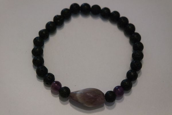 bracelets pour couple lave et améthyste – Image 2