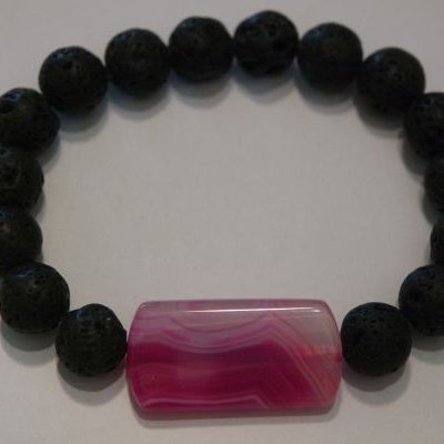 bracelet aromathérapie lave et agate rose