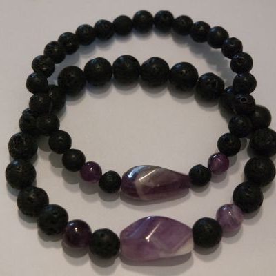 bracelets pour couple lave et améthyste