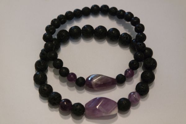 bracelets pour couple lave et améthyste