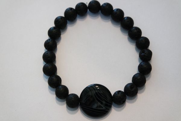 bracelets pour couple lave et onyx noir – Image 3