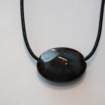 pendentif pierre percée agate marron-bleu