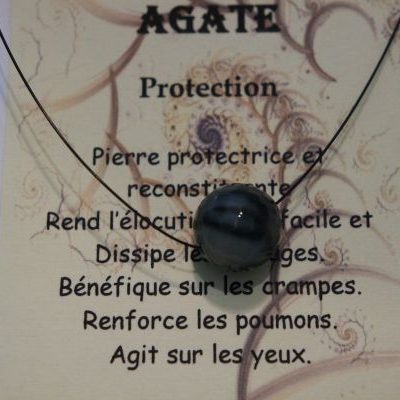 pendentif de protection agate grise