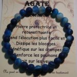 bracelet perles agate bleue dépolie