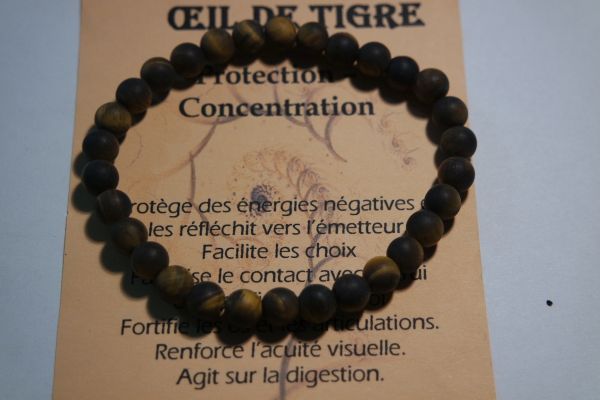 bracelet perles œil de tigre dépoli