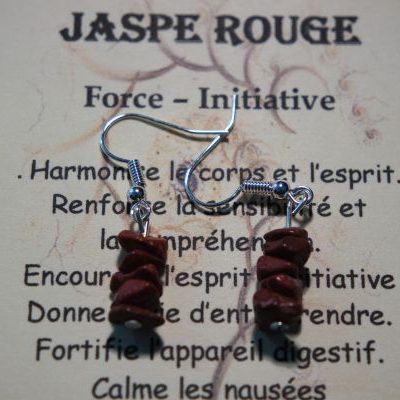 boucles d&rsquo;oreilles baroques jaspe rouge