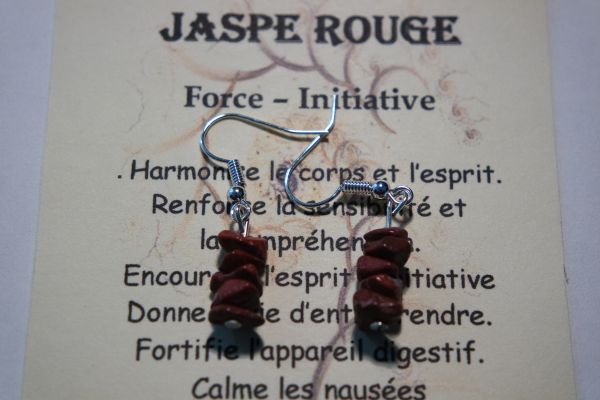 boucles d'oreilles baroques jaspe rouge