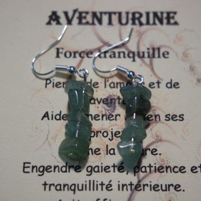 boucles d&rsquo;oreilles baroques aventurine