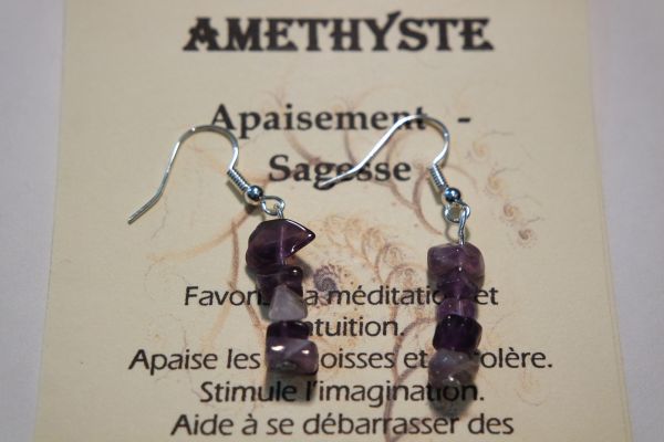 boucles d'oreilles baroques améthyste