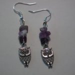 boucles d&rsquo;oreilles améthyste et hibou